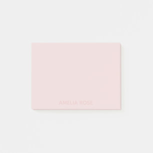 Subtle Pink Name on Soft Blush Pink Post-it Notes