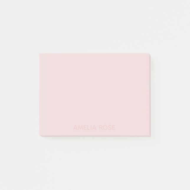 Subtle Pink Name  on Soft Blush Pink Post-it Notes (Front)