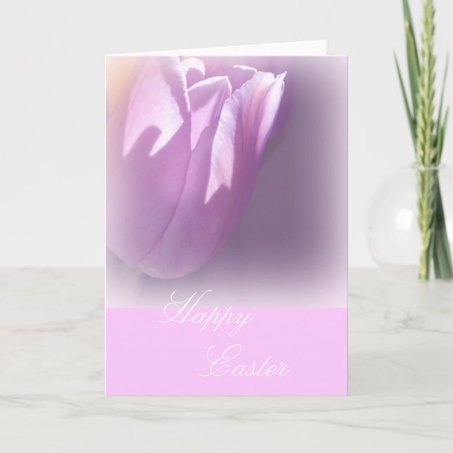Subtle Pink Tulip Easter Card (Front)