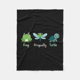 Subtle Political Humor Frog Dragonfly Turtle Fleece Blanket