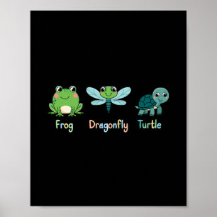 Subtle Political Humor Frog Dragonfly Turtle Poster