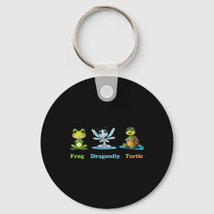 Subtle Political Humor Frog Dragonfly Turtle Yoga Keychain
