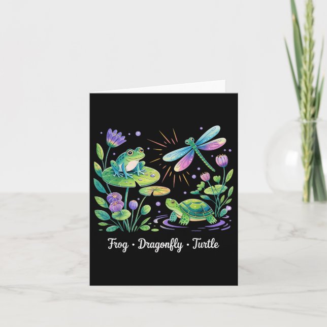 Subtle Political Humour Frog Dragonfly Turtle  Card (Front)