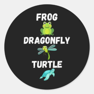 Subtle Political Humour Frog Dragonfly Turtle  Classic Round Sticker