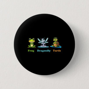 Subtle Political Humour Frog Dragonfly Turtle Yoga 2 Inch Round Button