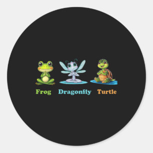 Subtle Political Humour Frog Dragonfly Turtle Yoga Classic Round Sticker