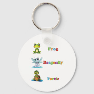 Subtle Political Humour Frog Dragonfly Turtle Yoga Keychain