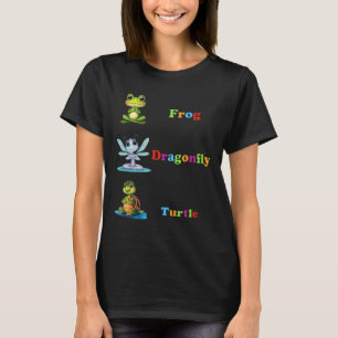 Subtle Political Humour Frog Dragonfly Turtle Yoga T-Shirt