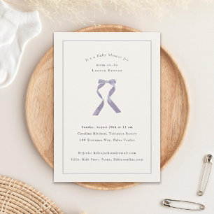 Subtle Purple Bow Classic Girl Baby Shower Invitation