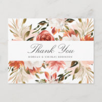 Subtle Red and White Floral Wedding Thank You