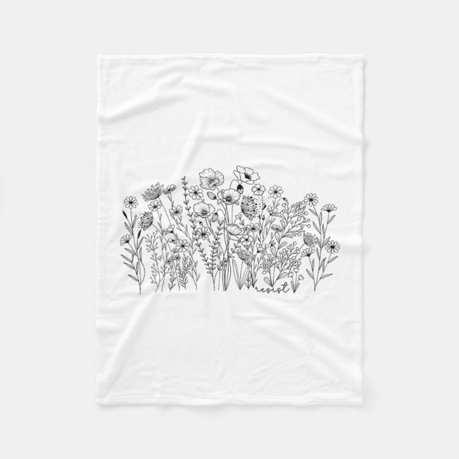 Subtle Resist Floral Botanical Protest Liberal Res Fleece Blanket (Front)