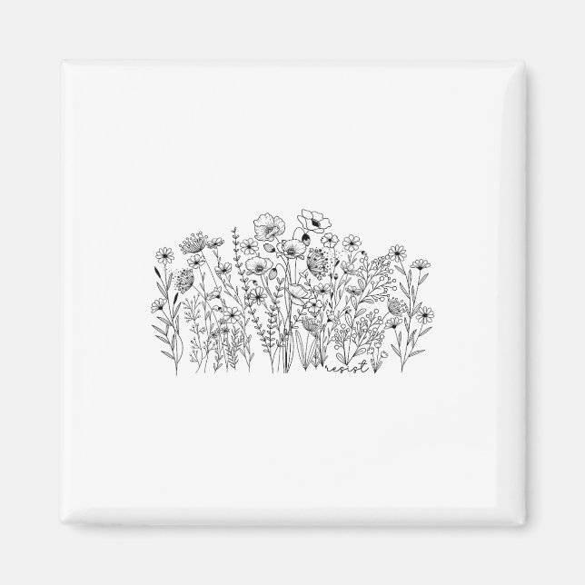 Subtle Resist Floral Botanical Protest Liberal Res Magnet (Front)