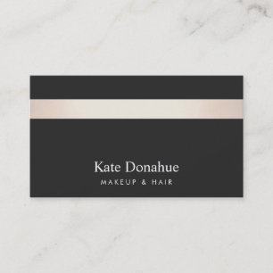 Subtle Rose Gold Striped Modern Stylish Black Business Card