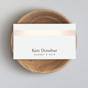 Subtle Rose Gold Striped Modern Stylish Grey Business Card