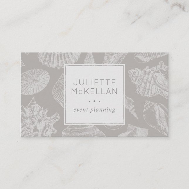 Subtle Seashell | Beach Theme | Classic Grey Business Card (Front)
