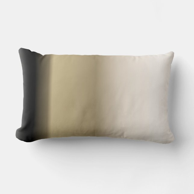 Subtle Shades of Beige to Black Ombre Gradient Lumbar Pillow (Front)