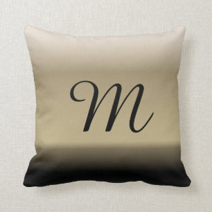 Subtle Shades of Beige to Black Ombre Gradient Throw Pillow