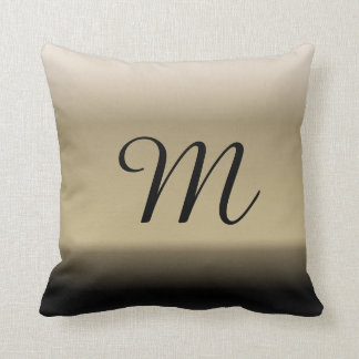 Subtle Shades of Beige to Black Ombre Gradient Throw Pillow