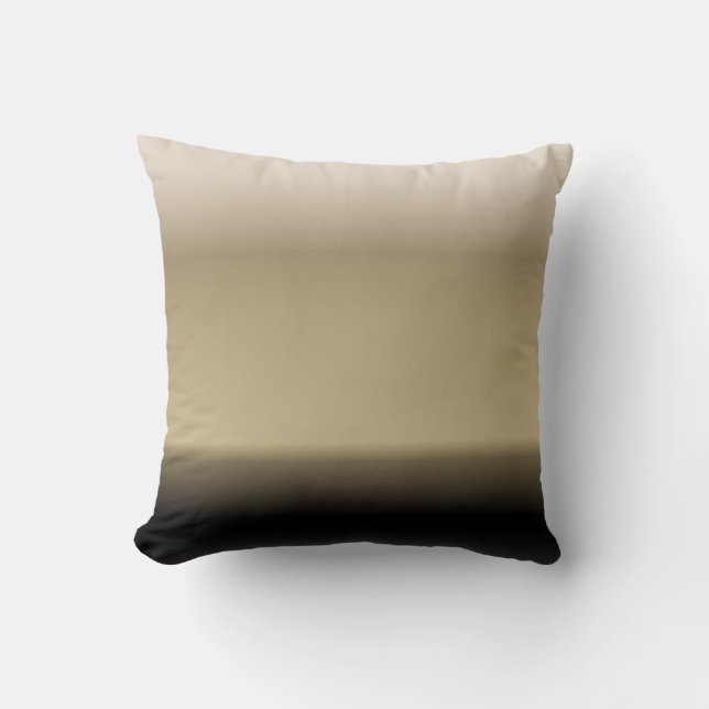 Subtle Shades of Beige to Black Ombre Gradient Throw Pillow (Front)