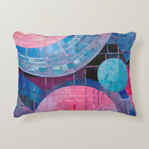 Subtle Shades of Blue & Pink in Abstract Accent Pillow