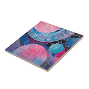 Subtle Shades of Blue & Pink in Abstract Tile
