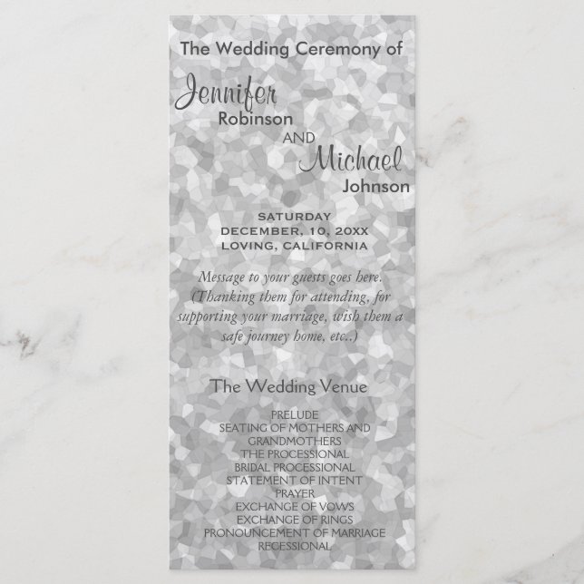 Subtle Silver Glitter Wedding Program (Front)