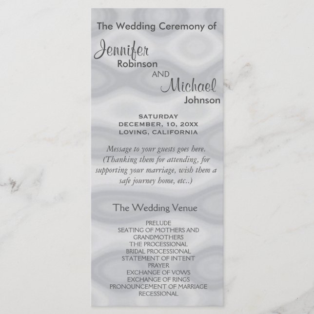 Subtle Silver Wedding Program (Front)