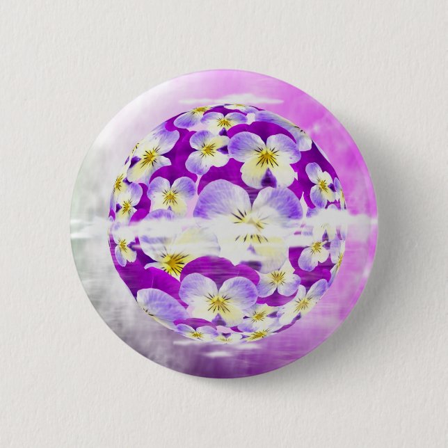 Subtle,  simple Violet pansy flower pattern globe 2 Inch Round Button (Front)