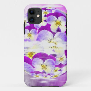 Subtle,  simple Violet pansy flower pattern globe iPhone 11 Case