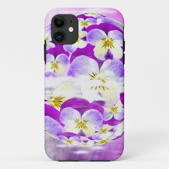 Subtle,  simple Violet pansy flower pattern globe Case-Mate iPhone Case (Back)
