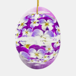 Subtle,  simple Violet pansy flower pattern globe Ceramic Ornament