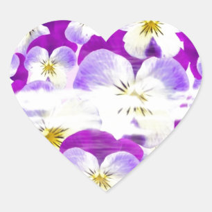 Subtle,  simple Violet pansy flower pattern globe Heart Sticker