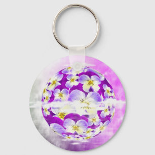Subtle,  simple Violet pansy flower pattern globe Keychain