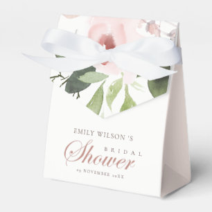 SUBTLE SOFT BLUSH PINK ROSE FLORAL BRIDAL SHOWER FAVOR BOX