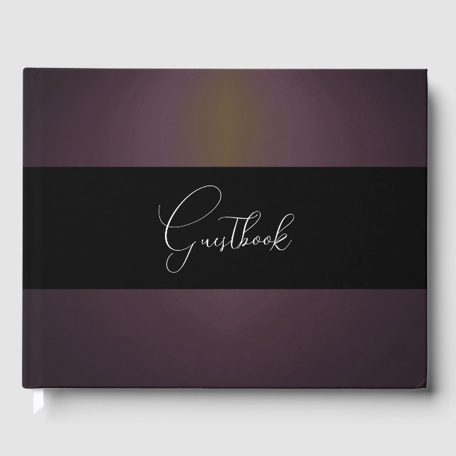 Subtle Spotlight Dark Background Wedding Guest Book (Front)
