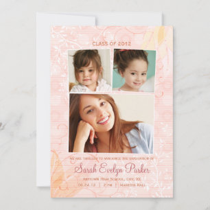 Subtle Swirls 3 Photo Graduation Announcement