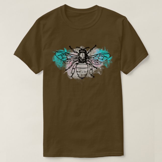 Subtle Trans Flag Bee Transgender Pride  T-Shirt (Design Front)