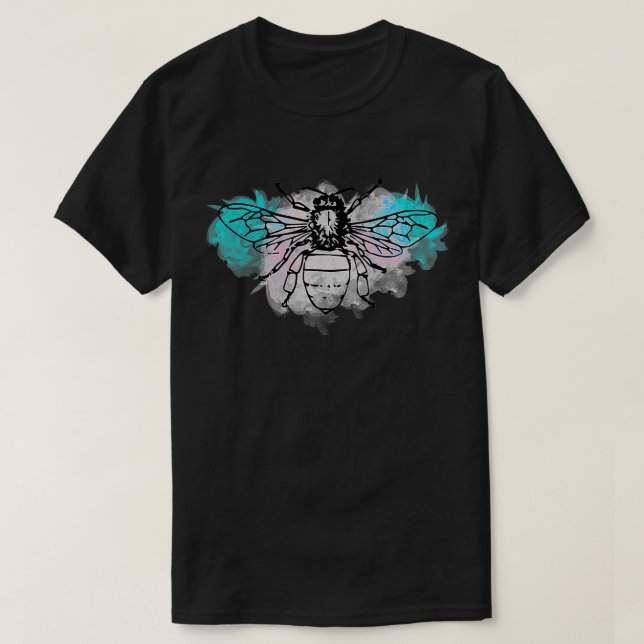 Subtle Trans Flag Bee Transgender Pride  T-Shirt (Design Front)