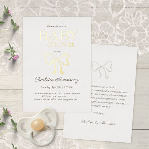 Subtle Warm Cream Elegant Bow Baby Shower