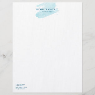 Subtle Watercolor Turquise Artistic Letterhead