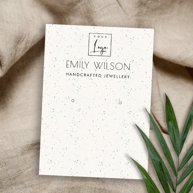 SUBTLE WHITE CERAMIC TEXTURE EARRING DISPLAY LOGO BUSINESS CARD (Creator Uploaded)