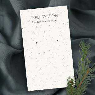 Subtle White Ceramic Texture Earring Stud Display Business Card