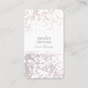 Subtle White Glitter Bokeh Elegant Chic Business Card
