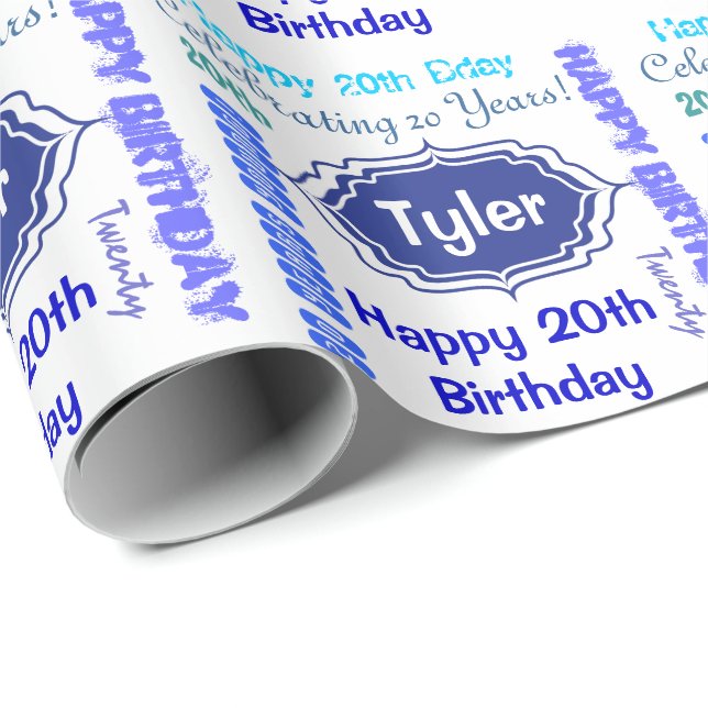 Subway Art Happy Birthday | Personalize Wrapping Paper (Roll Corner)