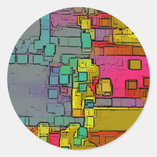 "Subway" Geometric Art Classic Round Sticker