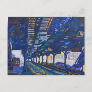 Subway in Upper Manhattan Under The Tracks. Postcard