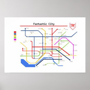 Subway of fantastic city poster