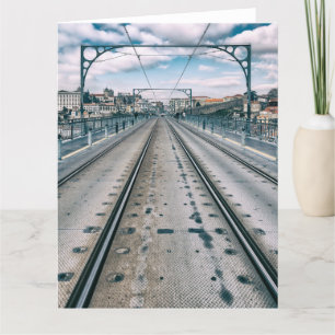 Subway railway on Dom Luis I bridge superior deck Thank You Card