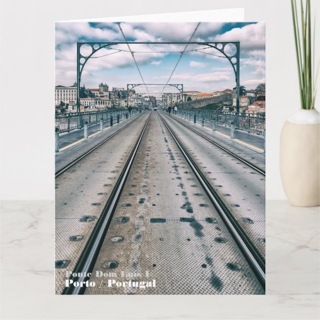 Subway railway on Dom Luis I bridge superior deck Thank You Card (Front)