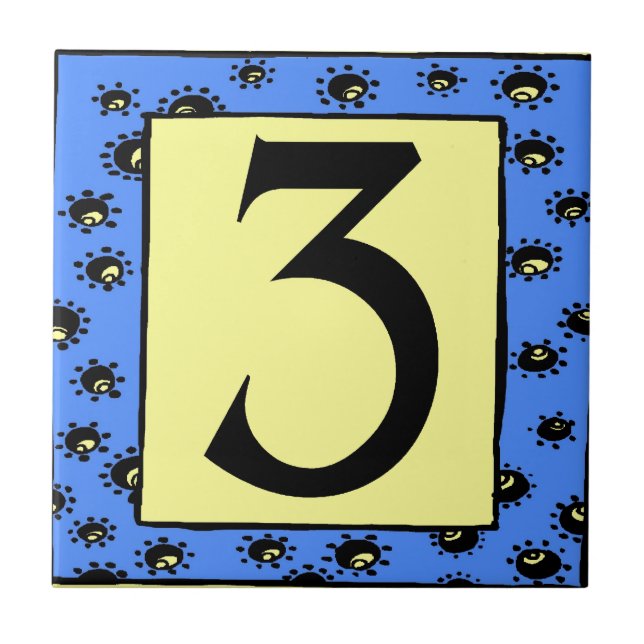 Subway Tiles Blue Frame Stars 3 Three (Front)